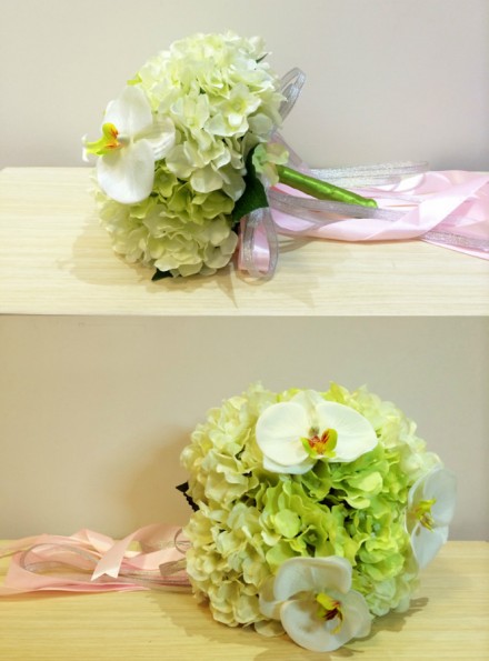 Bouquet Sposa verde e bianco artificiale online  economico