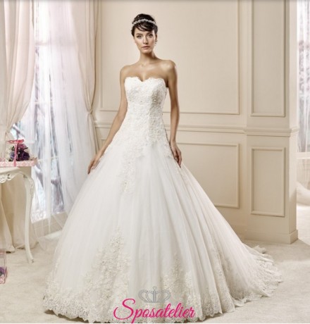 brunia- vestito da sposa splendido con scollatura a cuore in pizzo