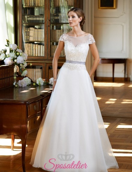 tia-vestito da sposa economico online con cinturino colorato