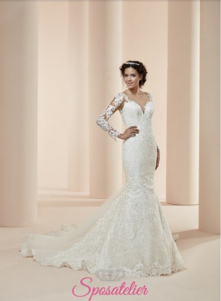patrika- vestito da sposa economico online sirena con maniche lunghe e schiena scoperta