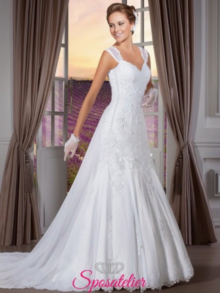 sadia- abiti da sposa colore bianco  con strasico staccabile Italia online economico