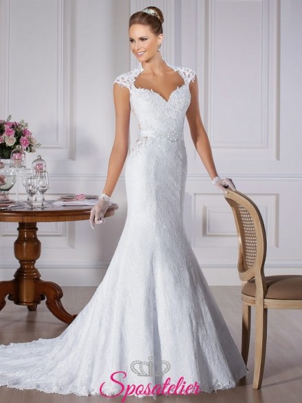 prima- abito da sposa attillato con pizzo Italia online economico con bottoncini