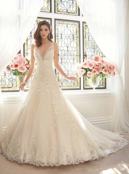 saidya- abiti da sposa colore rosato con pizzo Italia online economico