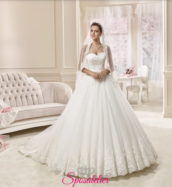 sposatelier collezioni 2017 (13) alikia- Abiti da sposa ampi e principeschi con scollo a cuore in pizzo online economico tendenze nuova collezione 2017 contrassegno su misura a line raffinato realizzati su misura Italia