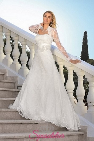 yullia-vestito da sposa economico online con coprispalle completo