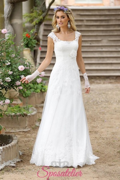 finia- vestito da sposa economico online con spalline taglio a trapezio