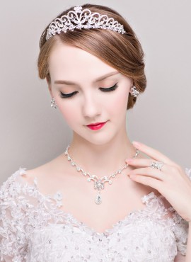 Parure Sposa con Coroncina Orecchini e Collana di strass
