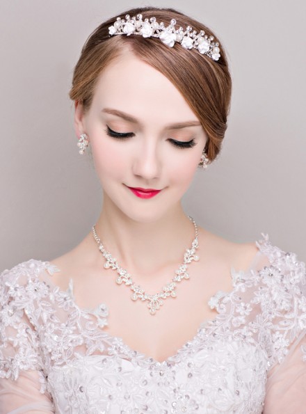 coroncina sposa con strass online Completo con Orecchini e Collana