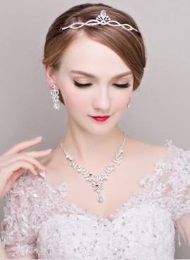 tiara sposa con strass online Completo con Orecchini e Collana