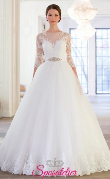 abiti da sposa ampio principesco con cinturino di strass 2017 online economico