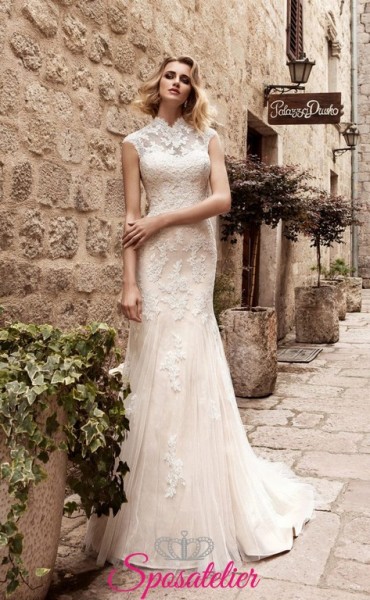 navia- abito da sposa a sirena collo alto matrimonio autunnale