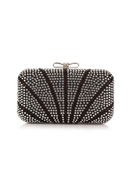 Clutch sposa nera luccicante ricevimento con strass online