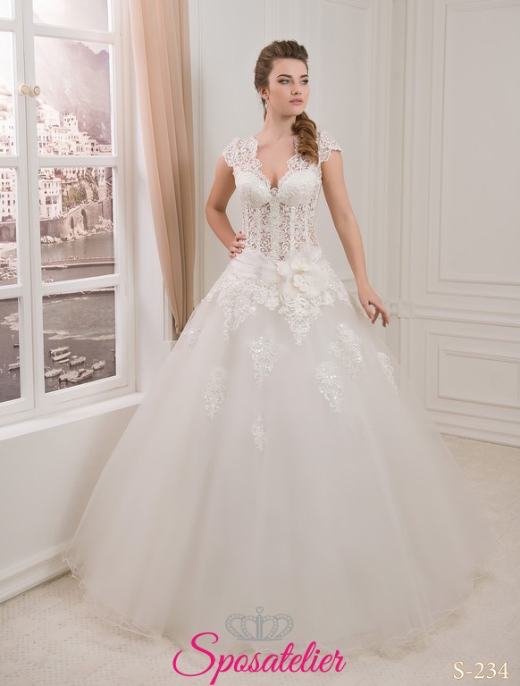 Daliya Abito Da Sposa Con Corpetto Trasparente Con Pizzo Italia Online Economicosposatelier