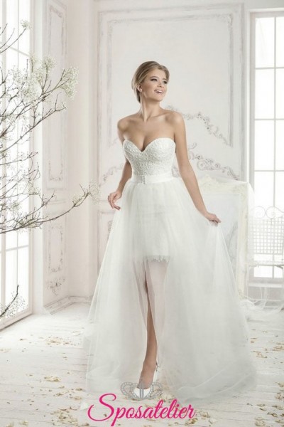 41-vestiti da sposa 2 in 1 corto con gonna