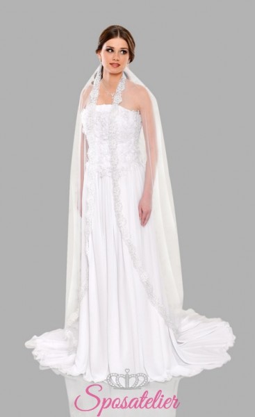 Velo sposa con bordo in pizzo online economico