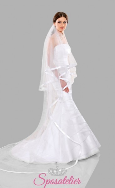 Velo sposa lungo con bordo in raso online