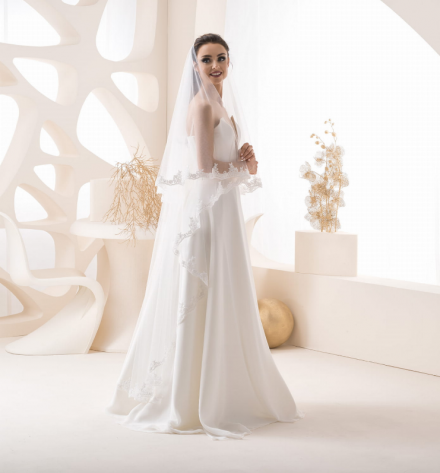velo sposa lunghezza 3 metri bordo in pizzo alta qualità