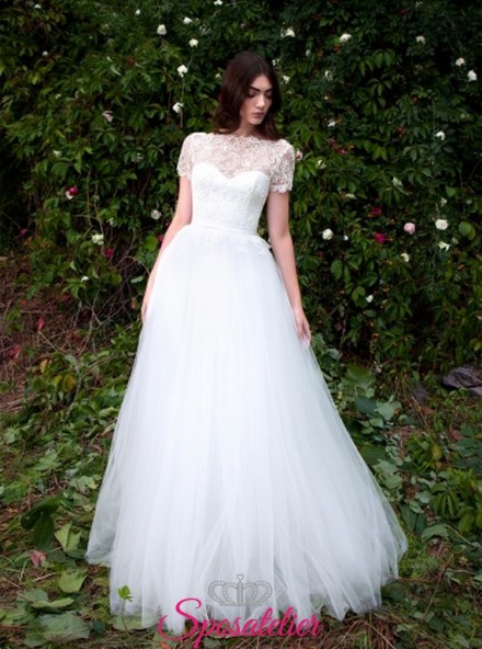 Villabate- abiti da sposa semplici in tulle ricamato acquisto online