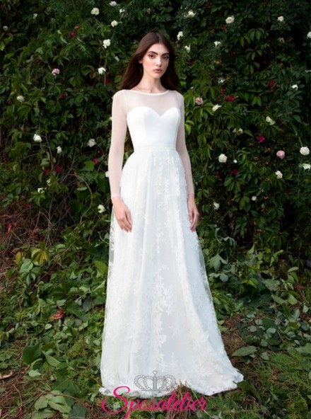 Lercara- abiti da sposa scivolati con ricami di pizzo acquisto online