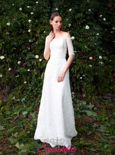 Ciminna- abiti da sposa scivolati con scollo a barca acquisto online economico