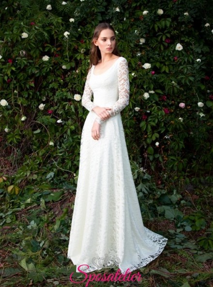 alimena- abiti da sposa linea scivolati con maniche  lunghe acquisto online