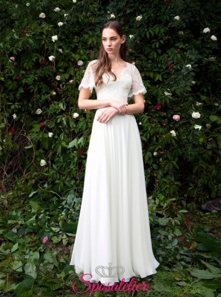 Sanremo- abiti da sposa semplici con maniche a pipistrello