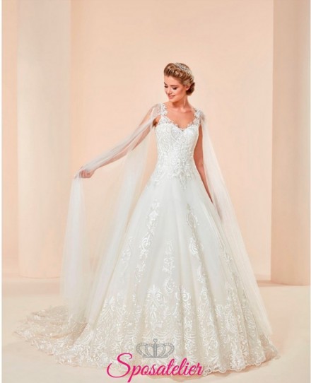 Torino-vestito da sposa economico online elegante modello principesco