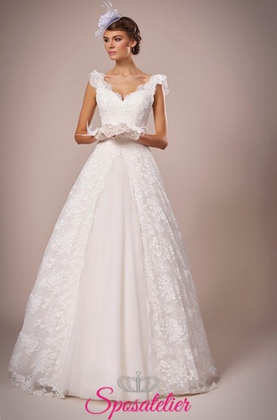 Ururi-abito da sposa ricamato in pizzo elegante e raffinato