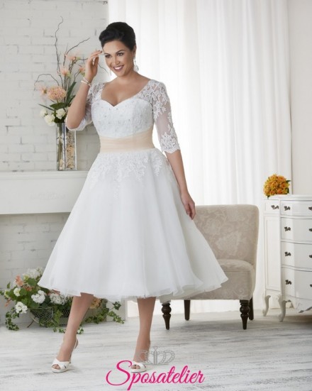 Padova- abiti da sposa  a campana corto al ginocchio modello Midi 2017