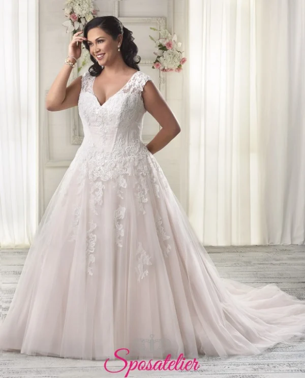 abito da sposa su misura taglie forti in pizzo linea A