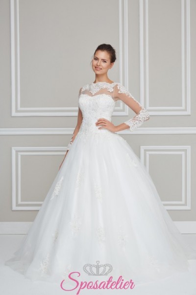 Vallepiana-vestito da sposa vendita online con maniche lunghe ricamate