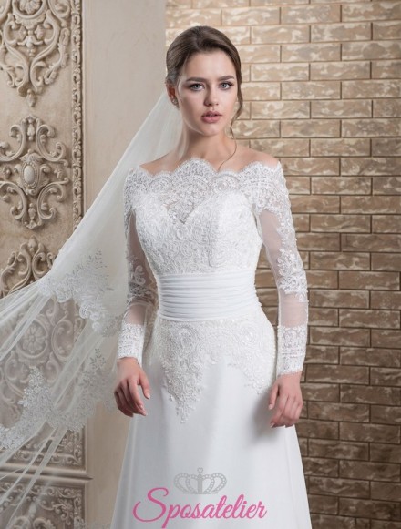83-abiti da sposa economici 2017 online Scollo a barchetta