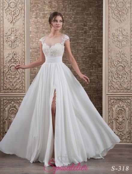 137-abito da sposa economico elegante e raffinato con spacco