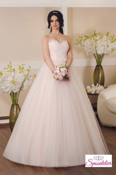 abiti da sposa rosa  in pizzo economici on line