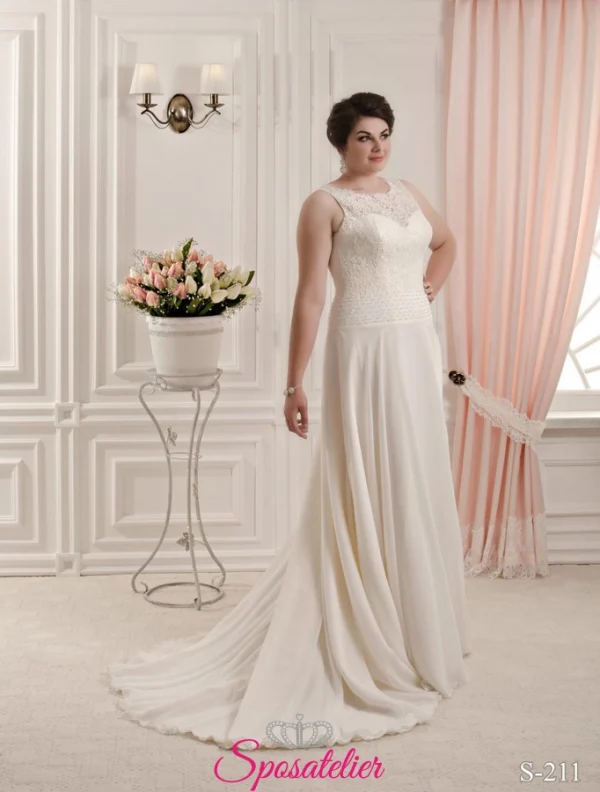 Abito da sposa stile impero taglie forti vista frontale