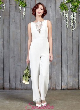 Tuta da sposa con  pantalone  a palazzo 2017 economici online