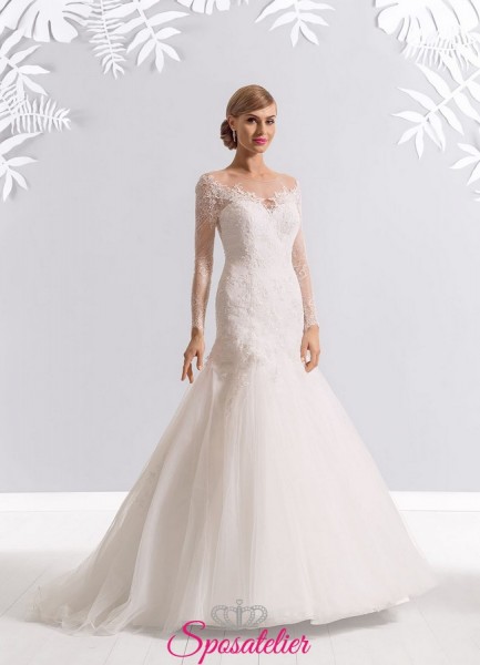 Gladys – abiti da sposa a sirena particolari scollo omerale