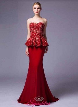 vestiti da damigella eleganti  lunghi economici rossi