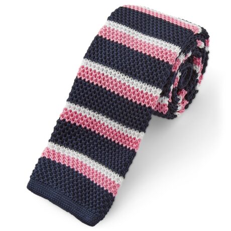 cravatta a righe rosa tessuto maglia