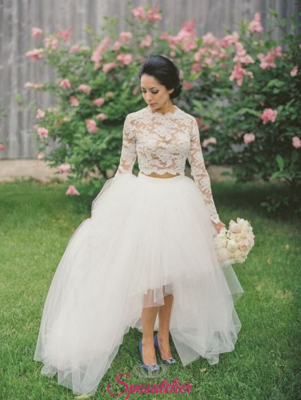 Abiti da sposa a due pezzi crop top e maxi gonna 2017 economici online