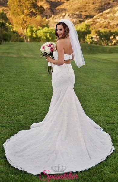 Abiti da sposa crop top economici online per matrimonio in spiaggia