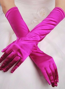 guanti da sposa lunghi in raso fucsia online economici