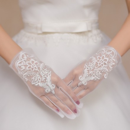Guanti da sposa organza e pizzo corti  online accessori sposa