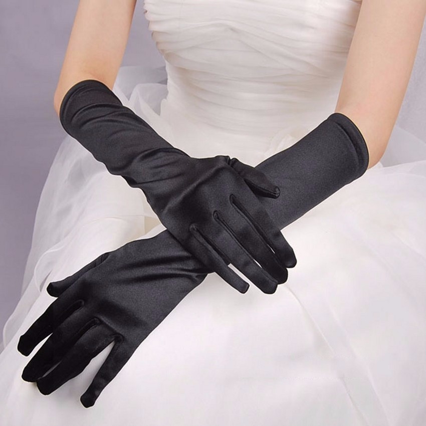 guanti da sposa lunghi in raso neri online economici