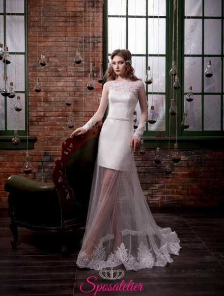 Phoebe – abiti da sposa corti gonna semi trasparente