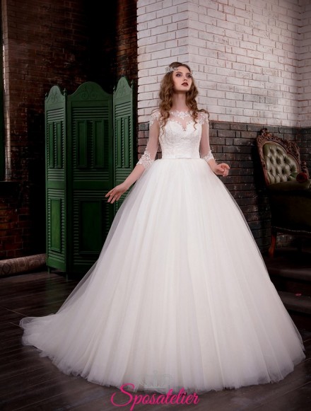 Bella -abiti da sposa con maniche principesco vendita online