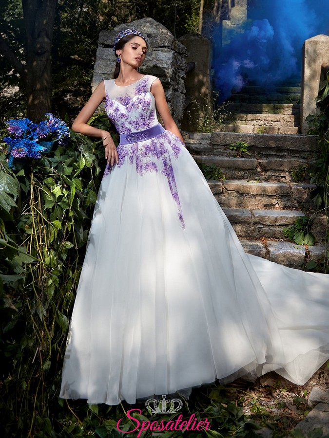 vestiti da sposa con ricami in pizzo color lilla online economici collezione 2017Sposatelier