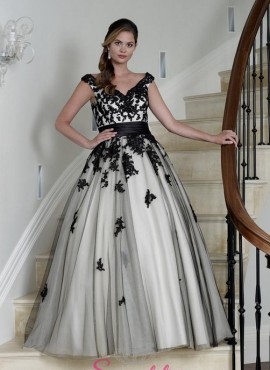 abiti da sposa ricamato in pizzo colorato nero per donne curvy