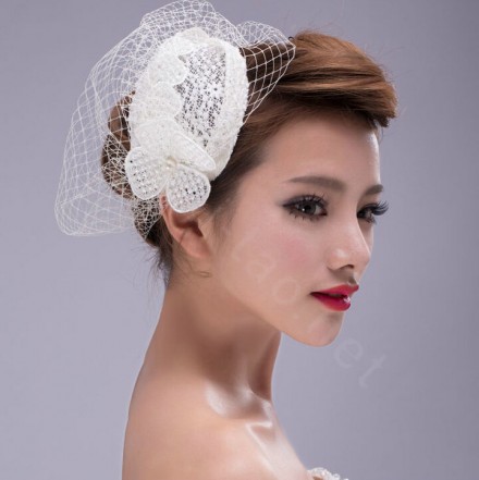 Veletta per Sposa Elegante con rete di tulle decorata economica online sito italiano