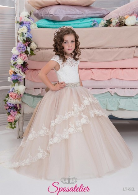 Vestito Principessa Bambina - Abito Da Cerimonia Con Strass - Per Matrimoni, Comunioni E Feste - Taglie 6-14 Anni - Foto 11